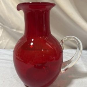 Red Glass Pitcher 7 inches Tall